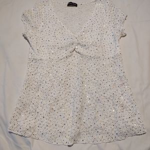 Brittany Black Creme 32" bust Sequined and Embroidered Blouse